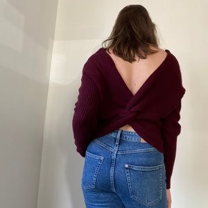Knot tie in back sweater